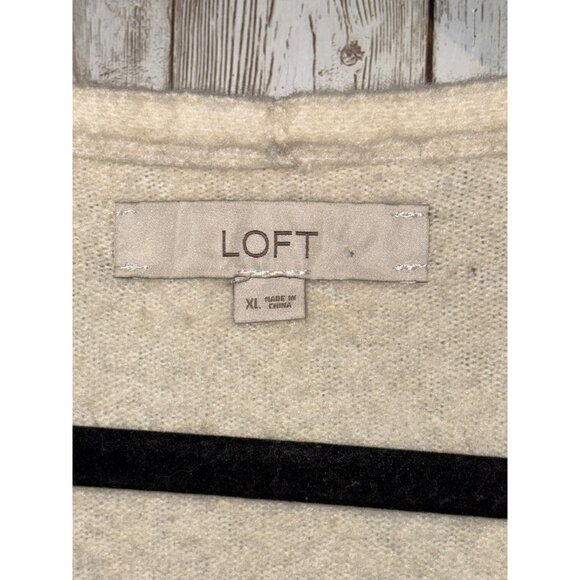 Loft Women's V-neck Long Sleeve Striped Sweater Wool Blend Size XL Green Gray - Picture 8 of 9